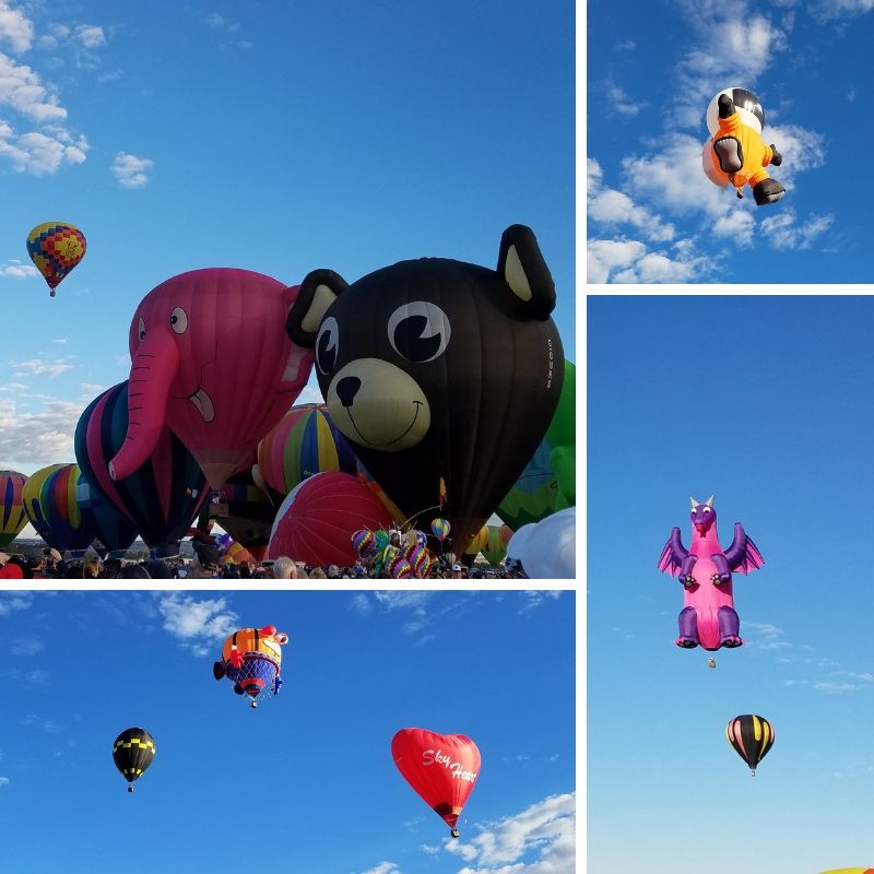 Elephant, Teddy Bear, Astronaut, Heart and Dragon shaped hot air balloons