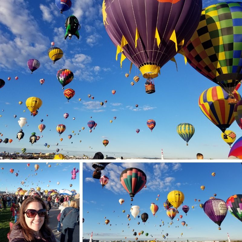 Albuquerque NM Balloon Fiesta, colorful balloons fill the sky