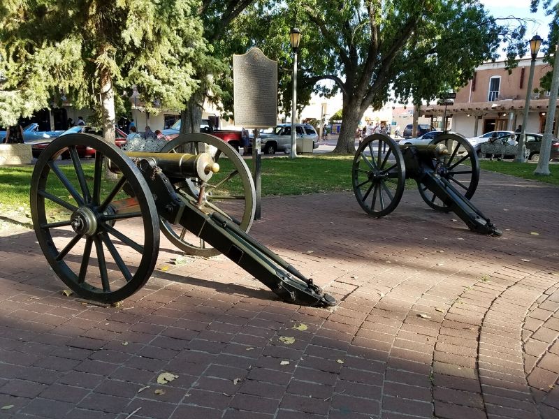 Two Replica Howitzer Cannons in Old Town Albuquerque New Mexico