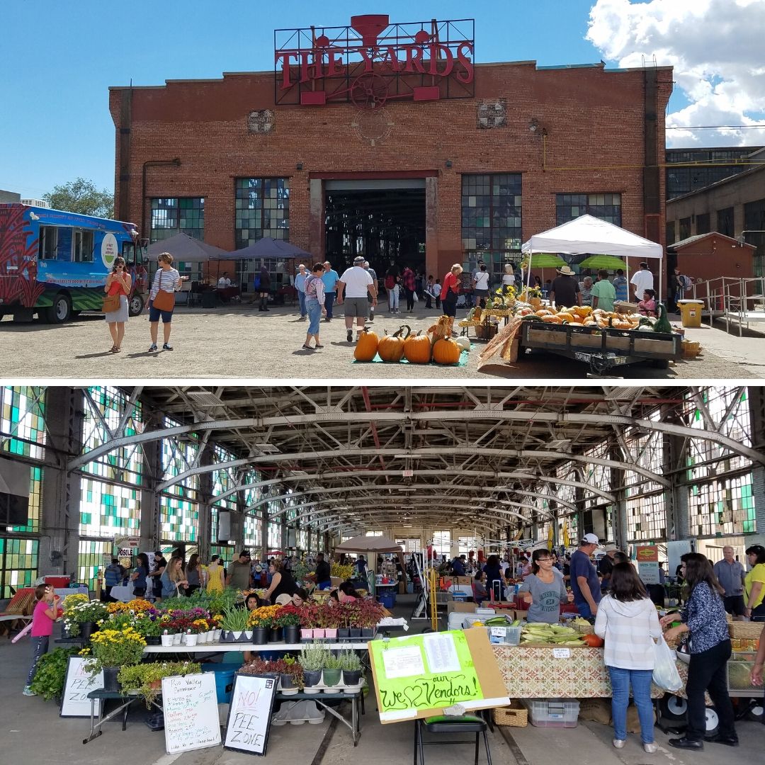 Exterior and Interior views of the Rail Yards Market in Albuquerque