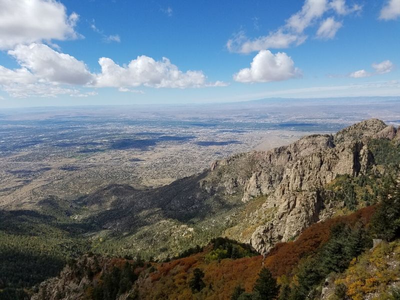 View from top of Sandia Peak with Albuquerque seen below in the distance