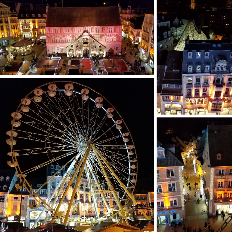 View from the Ferris Wheel at Mulhouse Christmas Market in France