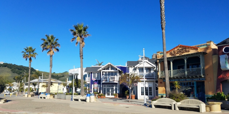 Storefronts along Avila Beach Promenade